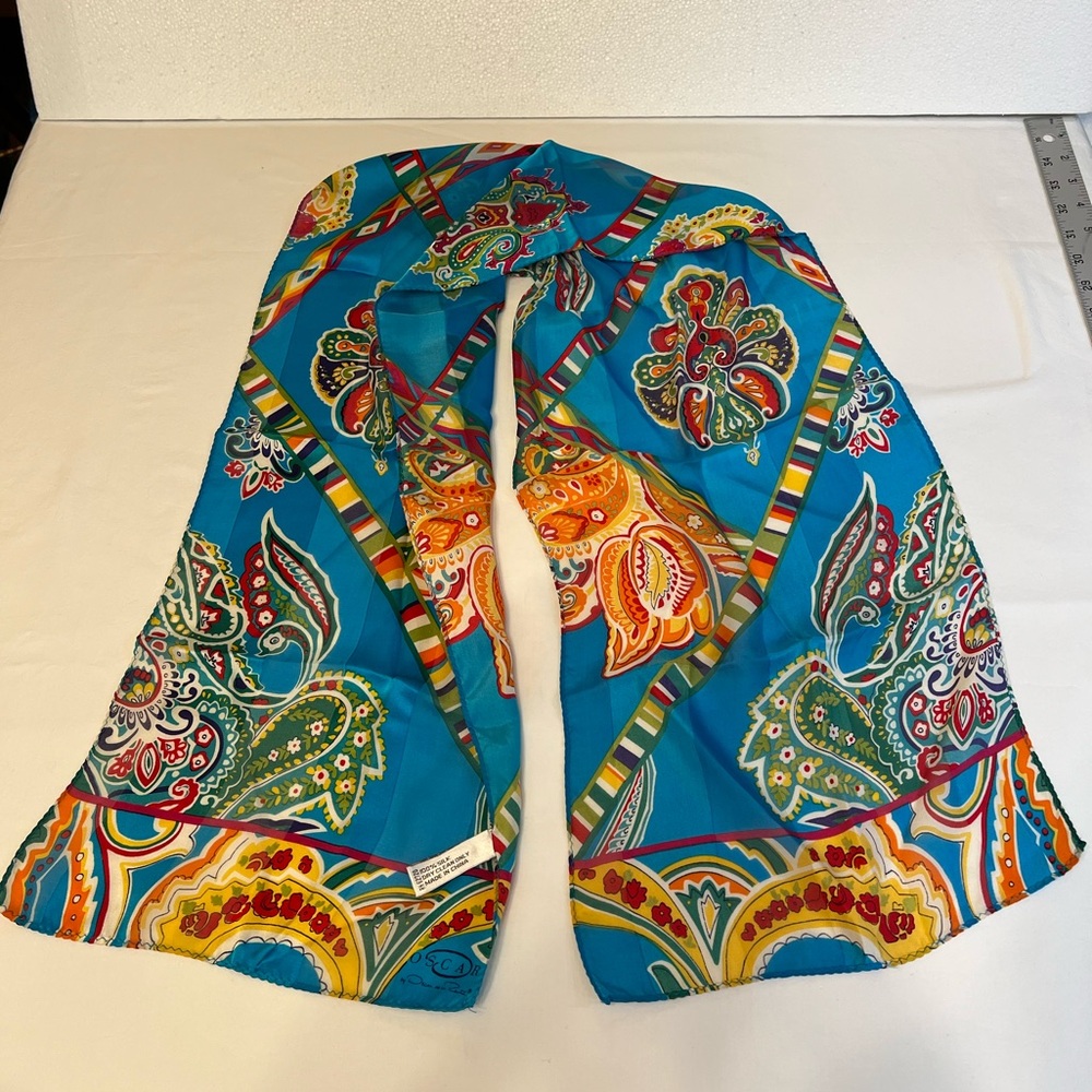Oscar by Oscar de la Renta silk bright boho long scarf